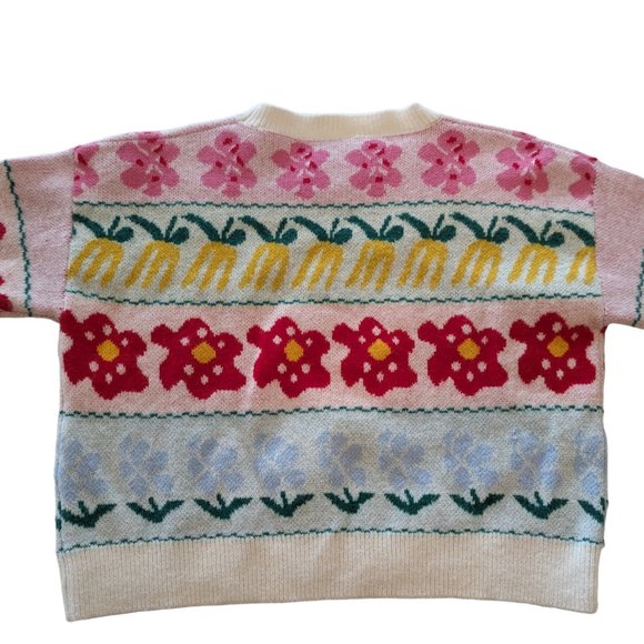 Dreamers by Debut Cropped Style Multi Colour Patterned Sweater - Picture 7 of 13